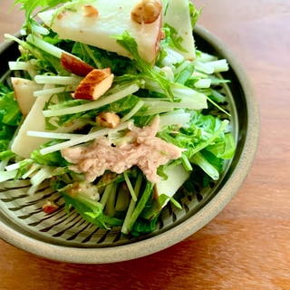 食感が楽しい♪水菜とリンゴのサラダ